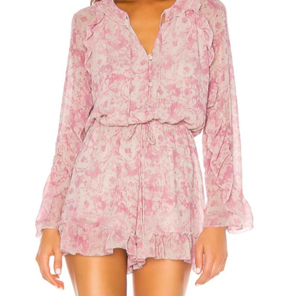 All Saints Ruffled Trim Flora Rosa Print Romper